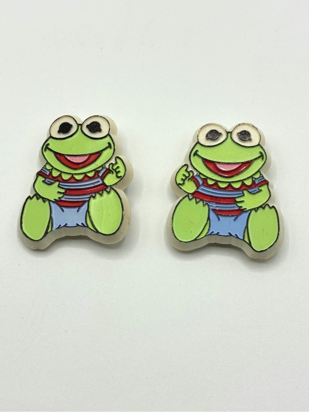 Vintage 1984 Kermit Frog Barrettes Pair Jim Henson Muppet Babies
